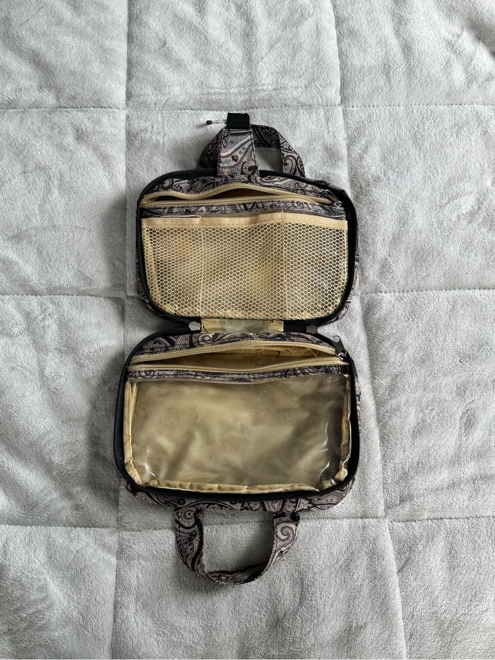 Paisley Toiletry Bag with Beige Interior